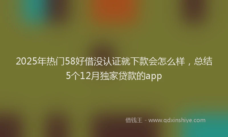 2025年热门58好借没认证就下款会怎么样，总结5个12月独家贷款的app