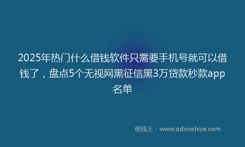 2025年热门什么借钱软件只需要手机号就可以借钱了，盘点5个无视网黑征信黑3万贷款秒款app名单