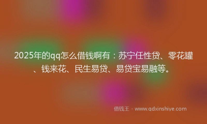 2025年的qq怎么借钱啊有：苏宁任性贷、零花罐、钱来花、民生易贷、易贷宝易融等。