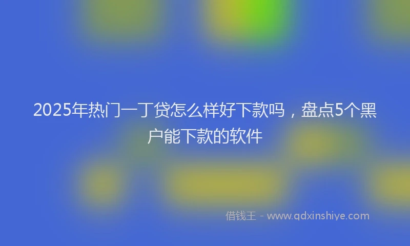 2025年热门一丁贷怎么样好下款吗，盘点5个黑户能下款的软件