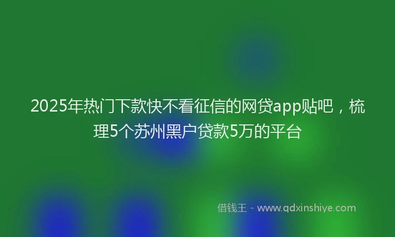 2025年热门下款快不看征信的网贷app贴吧，梳理5个苏州黑户贷款5万的平台