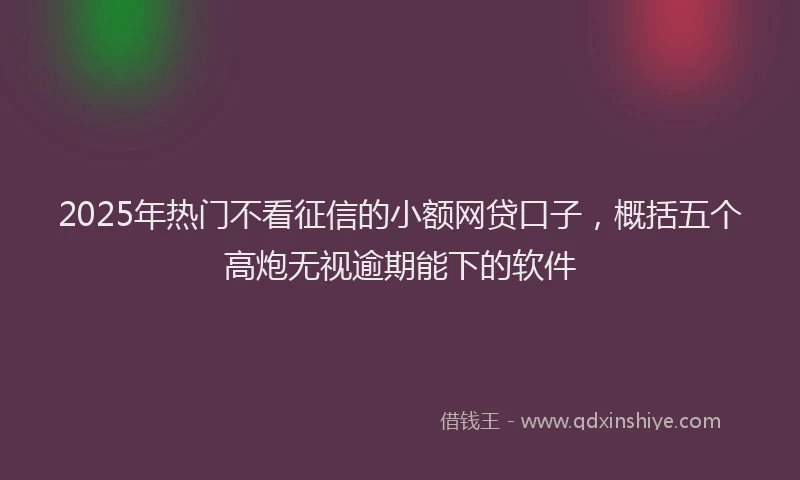 2025年热门不看征信的小额网贷口子，概括五个高炮无视逾期能下的软件