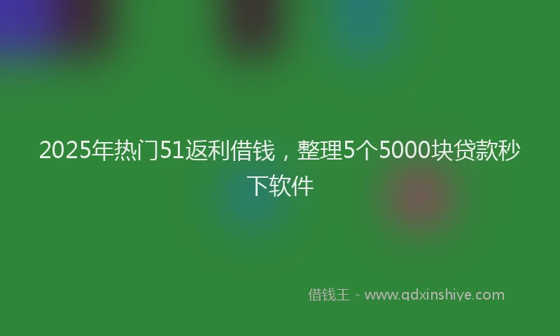 2025年热门51返利借钱，整理5个5000块贷款秒下软件