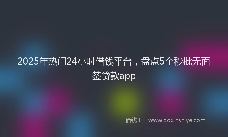 2025年热门24小时借钱平台，盘点5个秒批无面签贷款app
