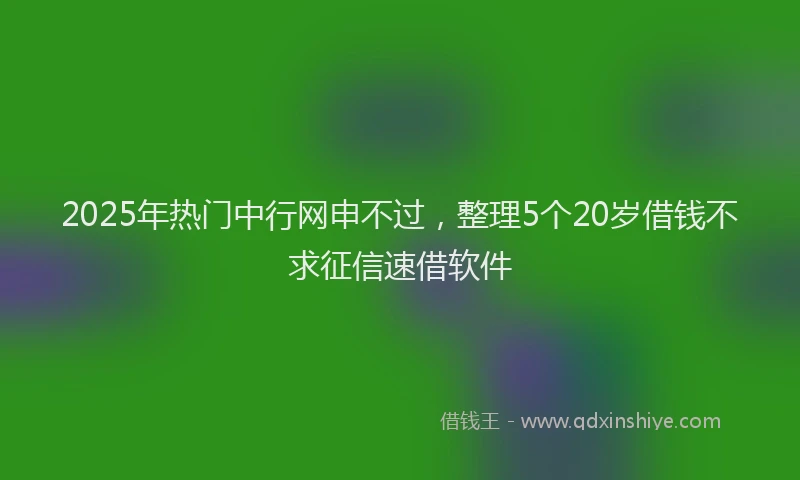 2025年热门中行网申不过，整理5个20岁借钱不求征信速借软件