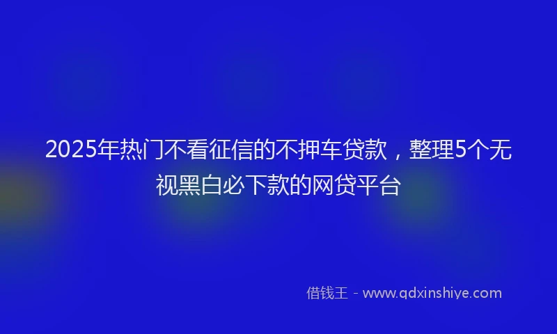 2025年热门不看征信的不押车贷款，整理5个无视黑白必下款的网贷平台