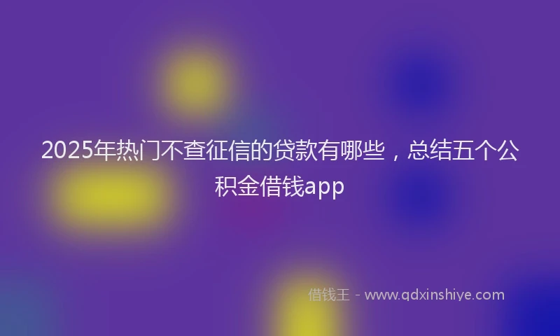2025年热门不查征信的贷款有哪些，总结五个公积金借钱app