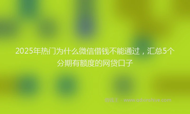 2025年热门为什么微信借钱不能通过，汇总5个分期有额度的网贷口子