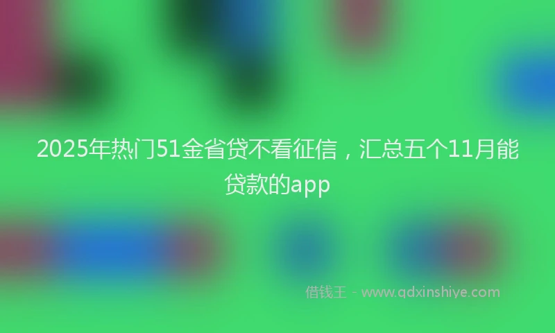 2025年热门51金省贷不看征信，汇总五个11月能贷款的app