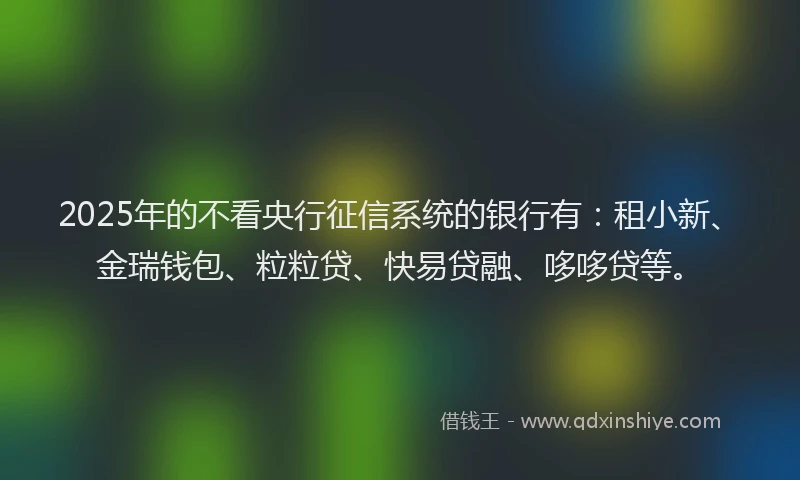 2025年的不看央行征信系统的银行有：租小新、金瑞钱包、粒粒贷、快易贷融、哆哆贷等。