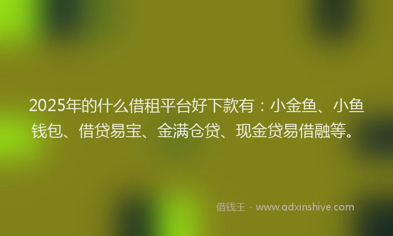 2025年的什么借租平台好下款有：小金鱼、小鱼钱包、借贷易宝、金满仓贷、现金贷易借融等。