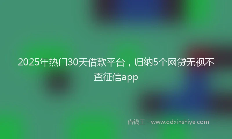 2025年热门30天借款平台，归纳5个网贷无视不查征信app