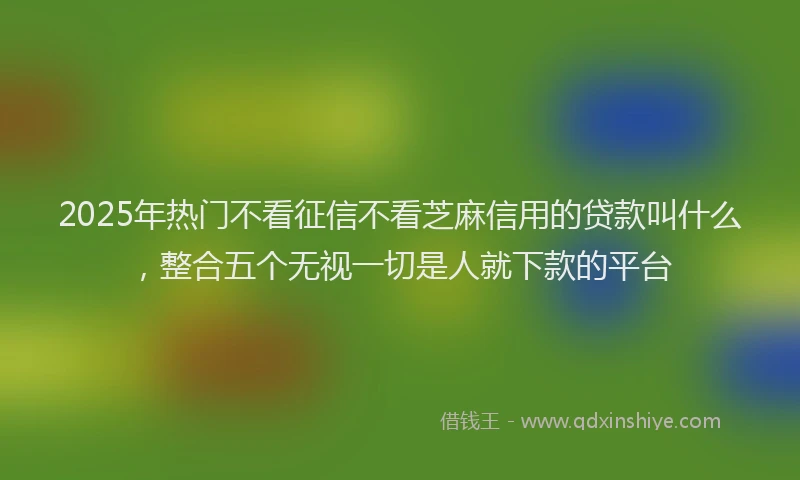 2025年热门不看征信不看芝麻信用的贷款叫什么，整合五个无视一切是人就下款的平台