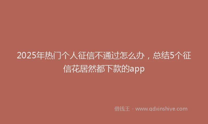 2025年热门个人征信不通过怎么办，总结5个征信花居然都下款的app