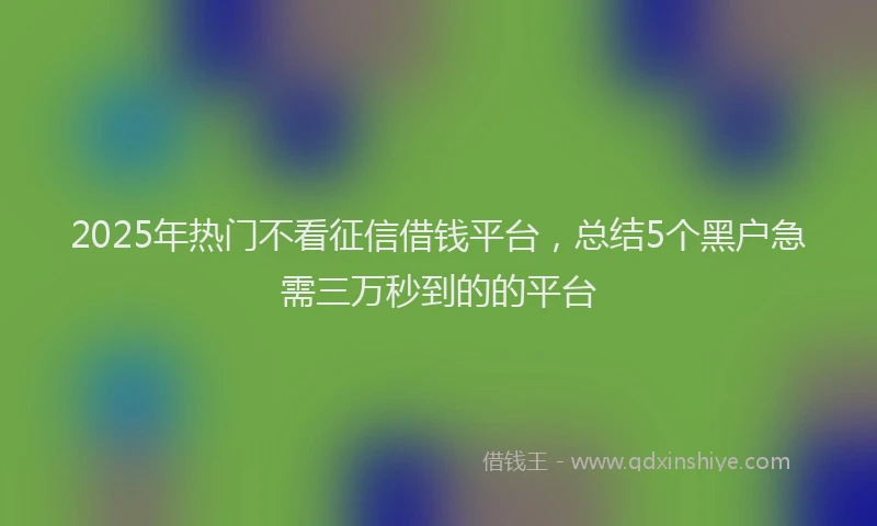 2025年热门不看征信借钱平台，总结5个黑户急需三万秒到的的平台
