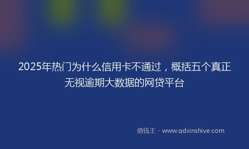 2025年热门为什么信用卡不通过，概括五个真正无视逾期大数据的网贷平台