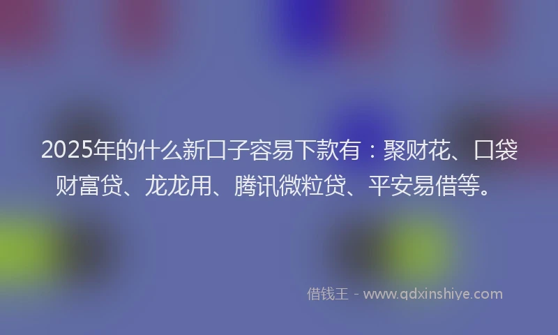2025年的什么新口子容易下款有：聚财花、口袋财富贷、龙龙用、腾讯微粒贷、平安易借等。
