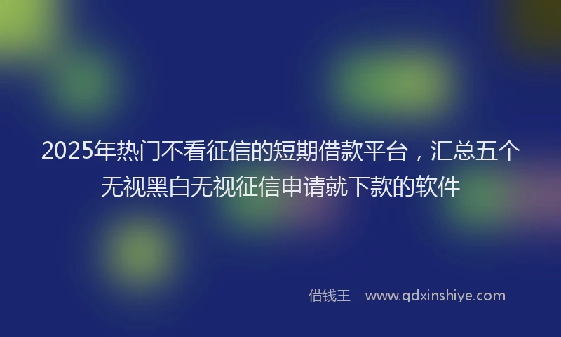 2025年热门不看征信的短期借款平台，汇总五个无视黑白无视征信申请就下款的软件