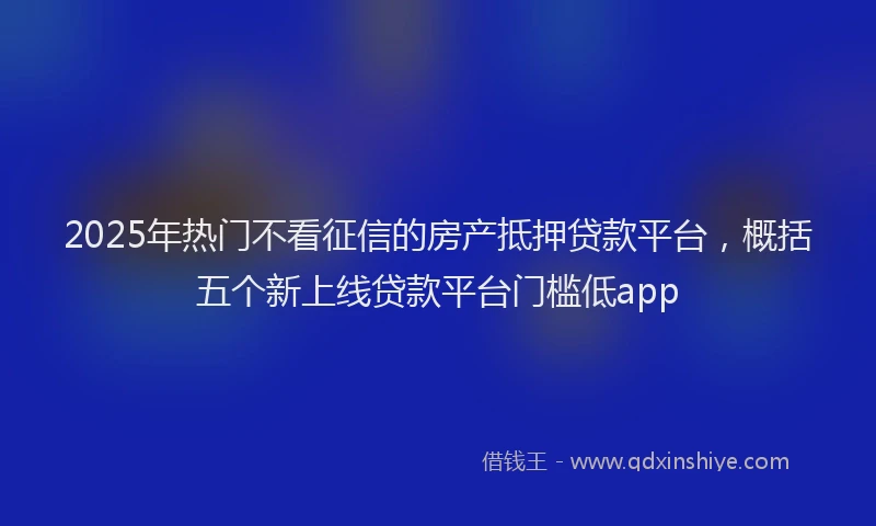 2025年热门不看征信的房产抵押贷款平台，概括五个新上线贷款平台门槛低app