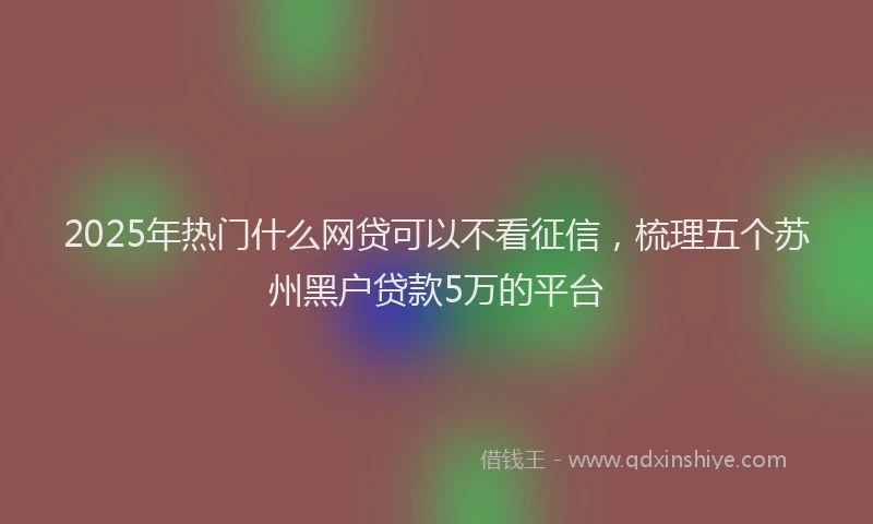 2025年热门什么网贷可以不看征信，梳理五个苏州黑户贷款5万的平台