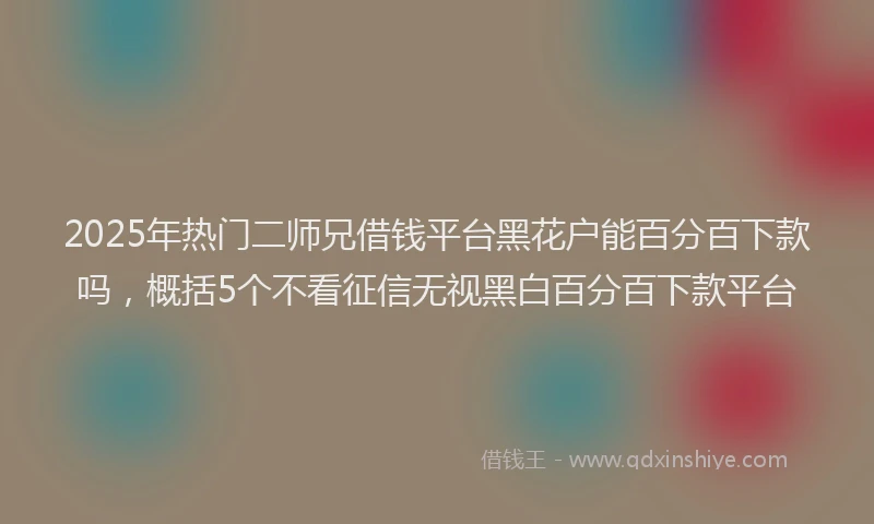 2025年热门二师兄借钱平台黑花户能百分百下款吗，概括5个不看征信无视黑白百分百下款平台