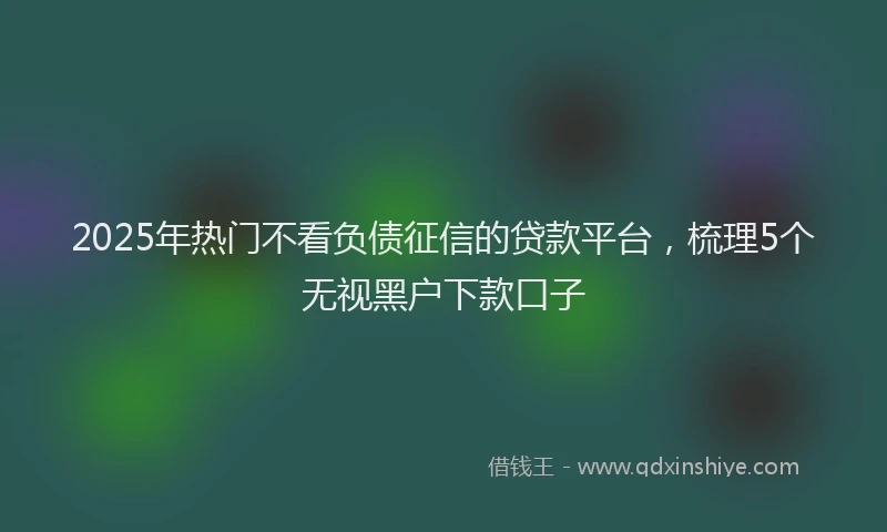 2025年热门不看负债征信的贷款平台，梳理5个无视黑户下款口子