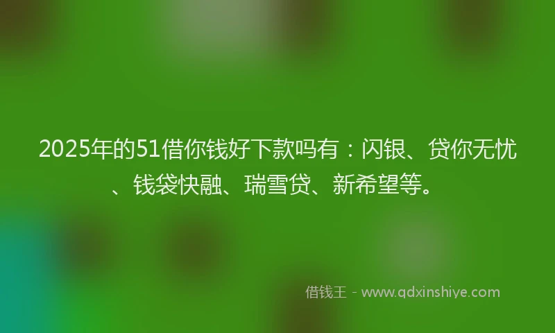 2025年的51借你钱好下款吗有：闪银、贷你无忧、钱袋快融、瑞雪贷、新希望等。