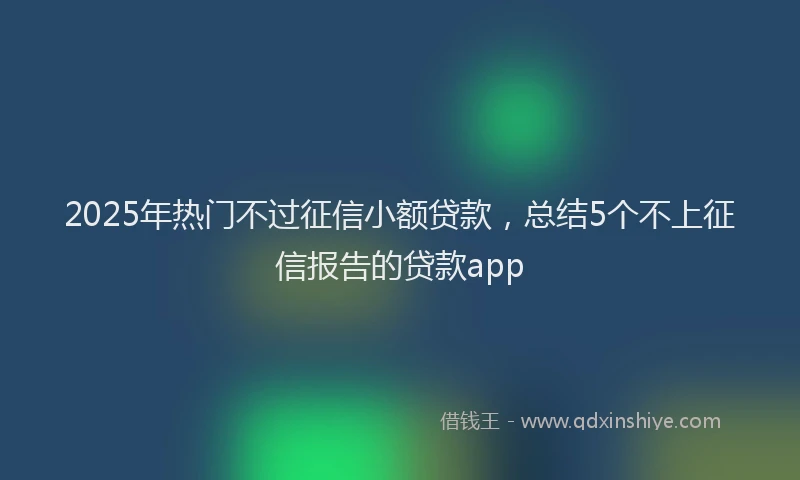 2025年热门不过征信小额贷款，总结5个不上征信报告的贷款app
