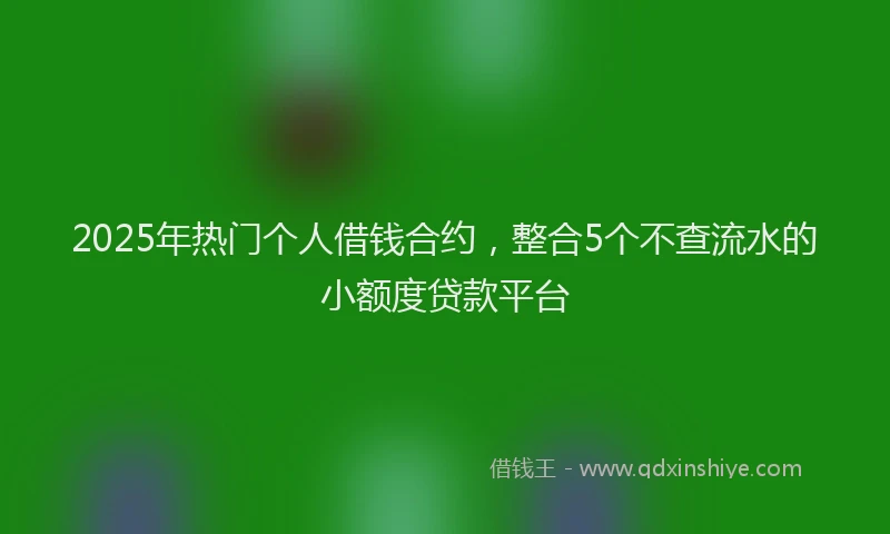 2025年热门个人借钱合约，整合5个不查流水的小额度贷款平台