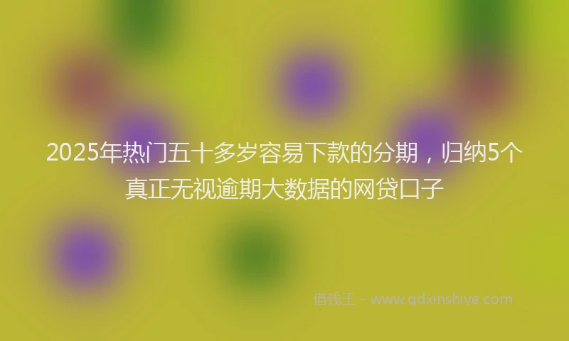 2025年热门五十多岁容易下款的分期，归纳5个真正无视逾期大数据的网贷口子