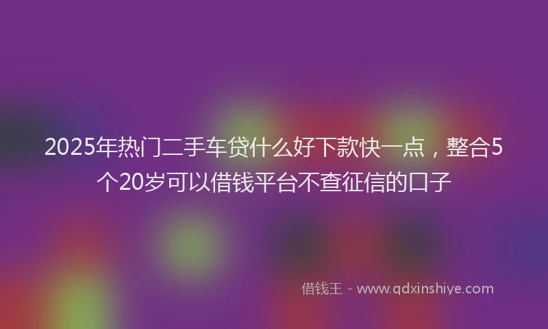 2025年热门二手车贷什么好下款快一点，整合5个20岁可以借钱平台不查征信的口子