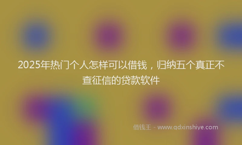 2025年热门个人怎样可以借钱，归纳五个真正不查征信的贷款软件