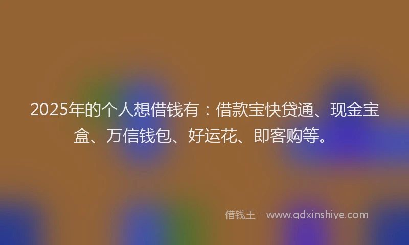 2025年的个人想借钱有：借款宝快贷通、现金宝盒、万信钱包、好运花、即客购等。