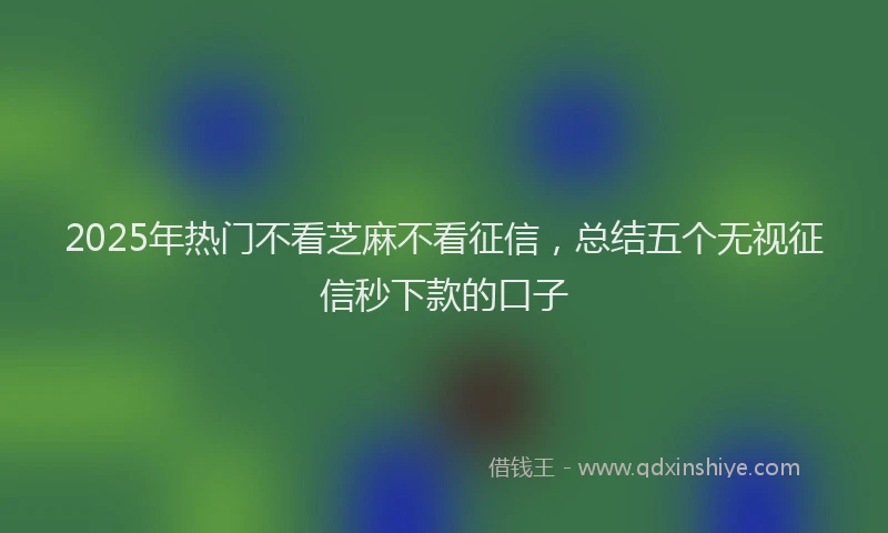 2025年热门不看芝麻不看征信，总结五个无视征信秒下款的口子