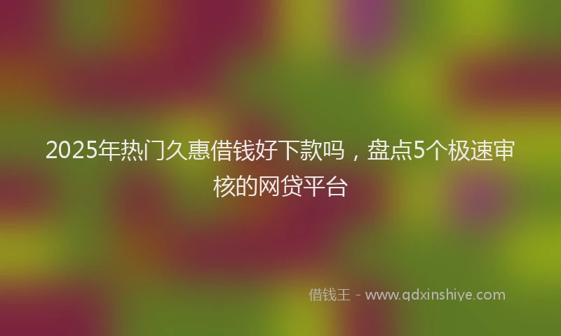 2025年热门久惠借钱好下款吗，盘点5个极速审核的网贷平台