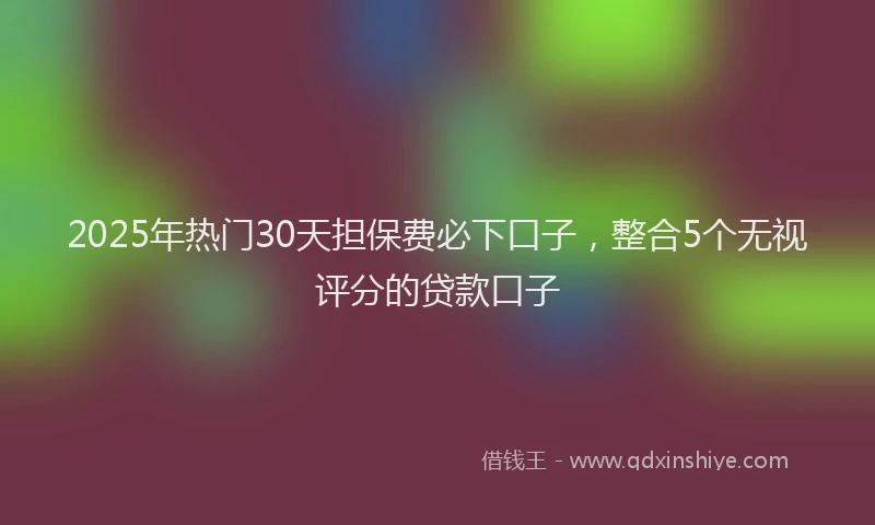 2025年热门30天担保费必下口子，整合5个无视评分的贷款口子