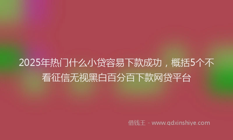 2025年热门什么小贷容易下款成功，概括5个不看征信无视黑白百分百下款网贷平台