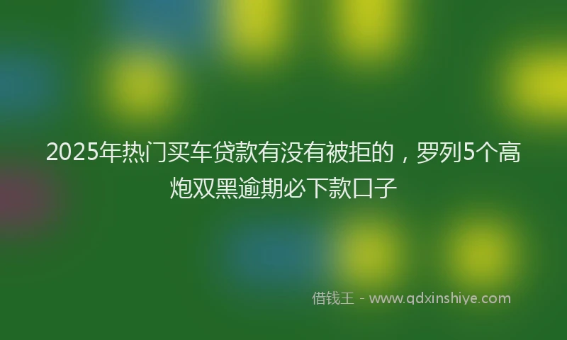 2025年热门买车贷款有没有被拒的，罗列5个高炮双黑逾期必下款口子