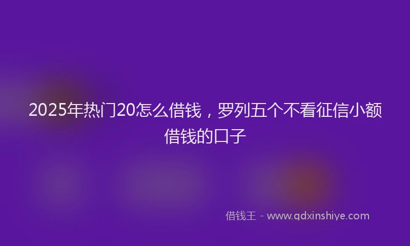 2025年热门20怎么借钱，罗列五个不看征信小额借钱的口子