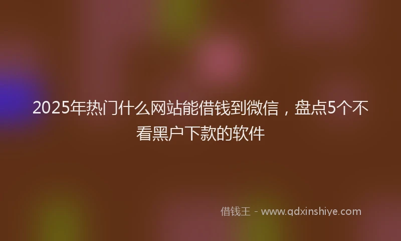 2025年热门什么网站能借钱到微信，盘点5个不看黑户下款的软件