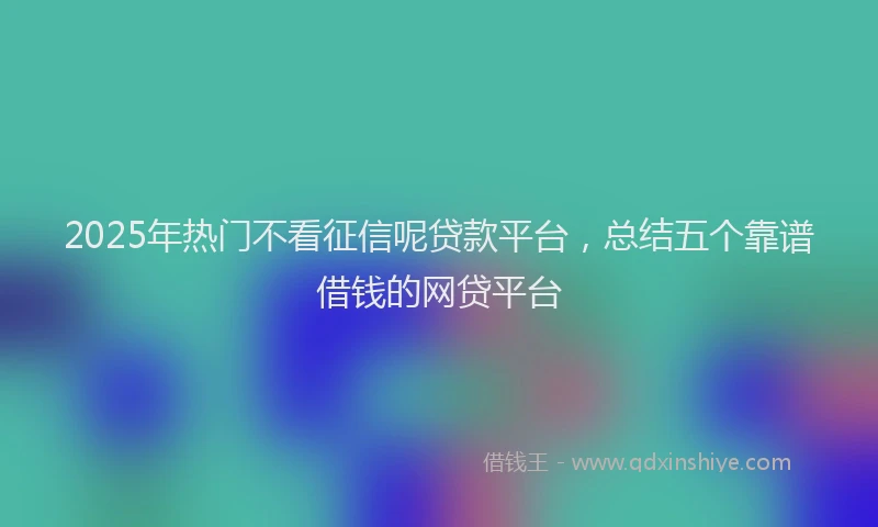 2025年热门不看征信呢贷款平台，总结五个靠谱借钱的网贷平台