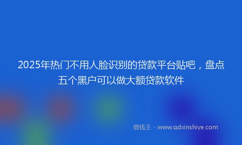 2025年热门不用人脸识别的贷款平台贴吧，盘点五个黑户可以做大额贷款软件