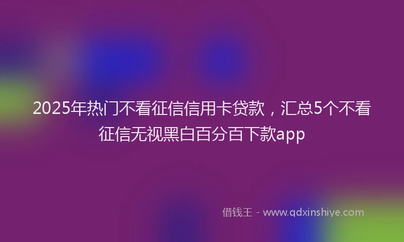 2025年热门不看征信信用卡贷款，汇总5个不看征信无视黑白百分百下款app
