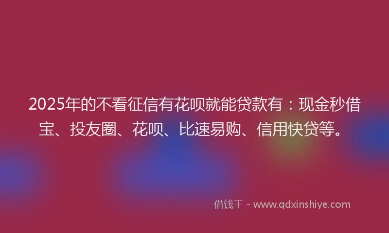 2025年的不看征信有花呗就能贷款有：现金秒借宝、投友圈、花呗、比速易购、信用快贷等。