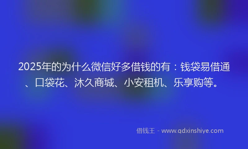 2025年的为什么微信好多借钱的有：钱袋易借通、口袋花、沐久商城、小安租机、乐享购等。