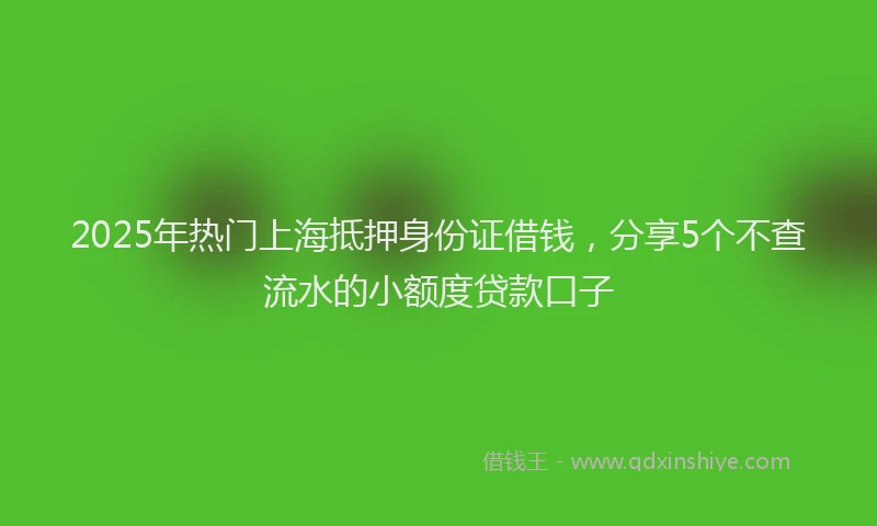 2025年热门上海抵押身份证借钱，分享5个不查流水的小额度贷款口子
