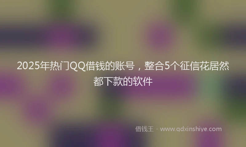 2025年热门QQ借钱的账号，整合5个征信花居然都下款的软件