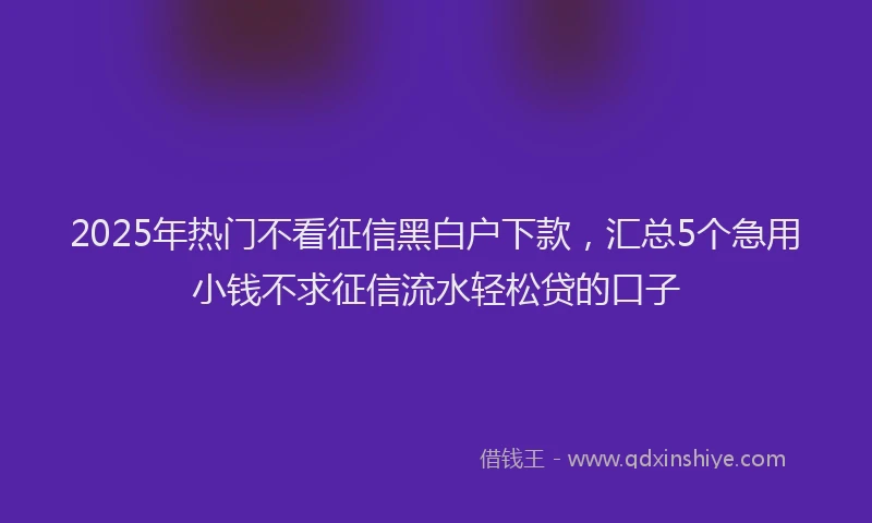 2025年热门不看征信黑白户下款，汇总5个急用小钱不求征信流水轻松贷的口子