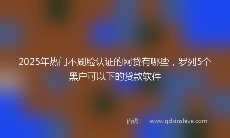 2025年热门不刷脸认证的网贷有哪些，罗列5个黑户可以下的贷款软件