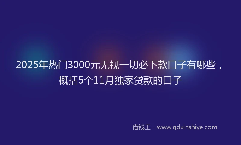 2025年热门3000元无视一切必下款口子有哪些，概括5个11月独家贷款的口子